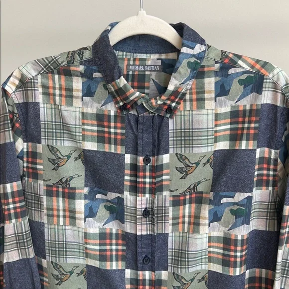 Michael Bastian Mixed Print Cotton Shirt - Picture 2 of 8